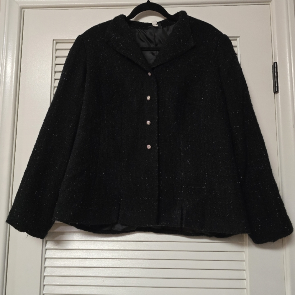 Dress Barn - (Plus-Size) Black Jacket With Metallic Silver Thread